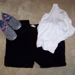 L.L. Bean Black Favorite Fit Straight Leg Pants Velvet Feel Size 14